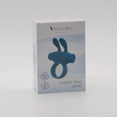 PLEASURES RABBIT RING ADULT TOY VIBRATING RING TURQUOISE