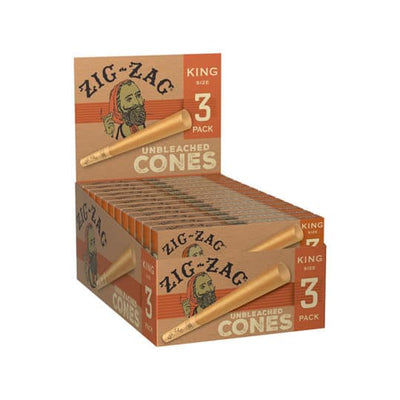 ZIG ZAG CONES UNBLEACHED K/S 3/PK 24/DISP