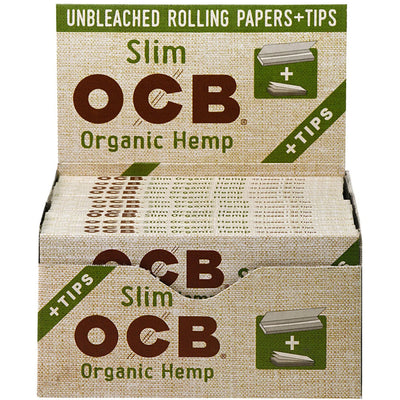OCB ORGANIC HEMP SLIM ROLLING PAPERS + FILTERS 32PK/DISPLAY