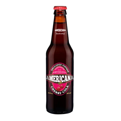 EXOTIC SODA AMERICANA CANE SUGAR SODA 12oz. BOTTLE CHERRY COLA