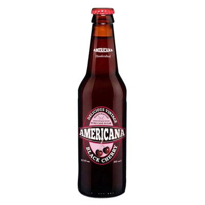 EXOTIC SODA AMERICANA CANE SUGAR SODA 12oz. BOTTLE BLACK CHERRY