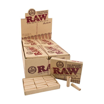 RAW PRE-ROLLED CONE TIPS PERFECTO 20 PACKS/BOX 21 TIPS7PACK 54969