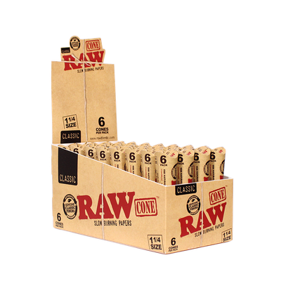 RAW CLASSIC CONE 1 1/4 32 PACKS/BOX 6 CONES/PACK 77128
