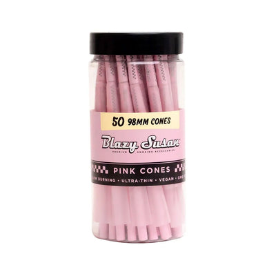 BLAZY SUSAN 98MM PRE ROLLED CONES 50/JAR PINK