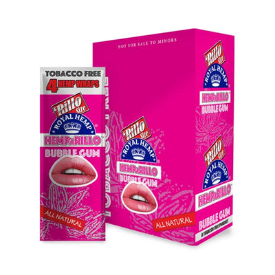 ROYAL BLUNTS HEMP A RILLO HEMP WRAPS 4PK 15PK/BOX BUBBLE GUM