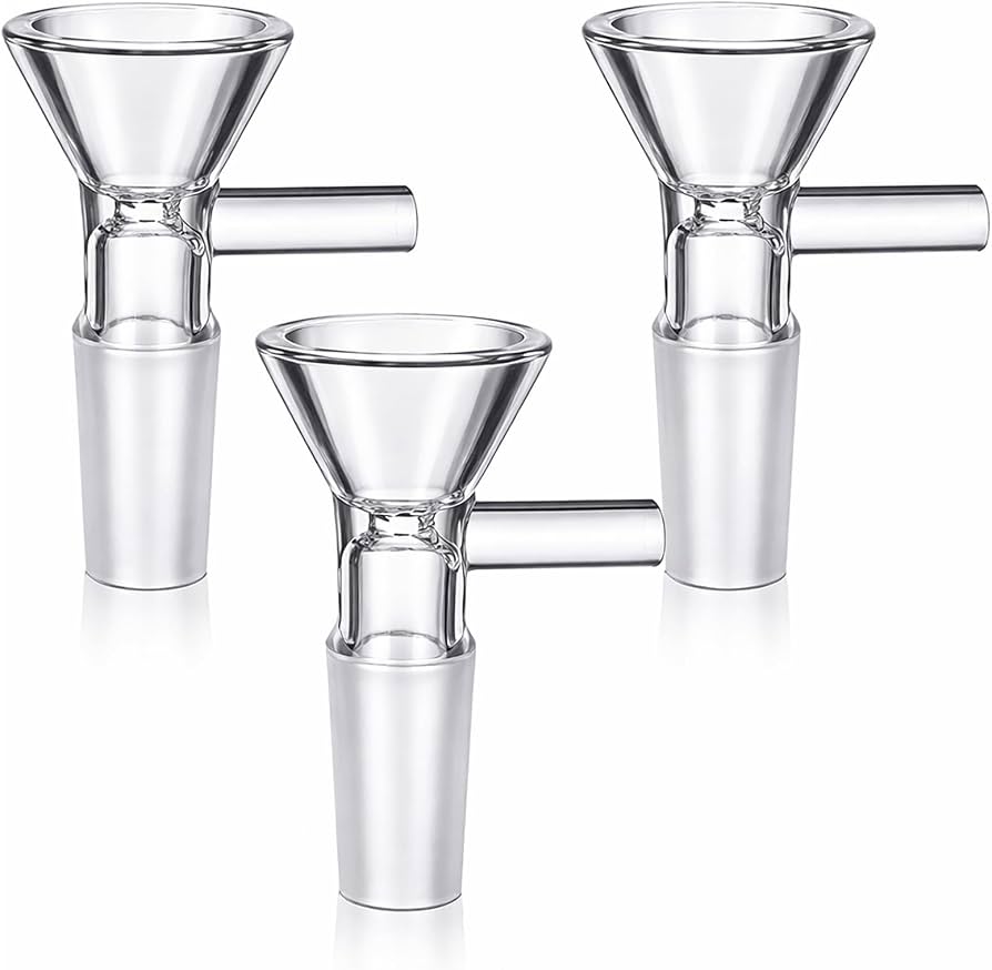 BOWL 14mm MALE W/HANDLE 10/pk CLEAR