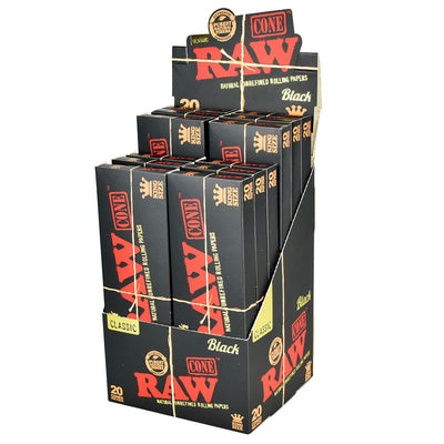 RAW BLACK KS CONE 20 CONES/PK 12PK/BOX 53013