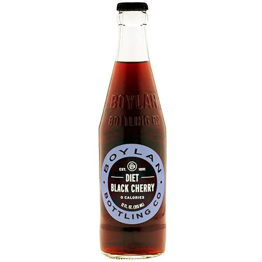 EXOTIC SODA BOYLAN CANE SUGAR SODA 12oz. BOTTLE DIET BLACK CHERRY