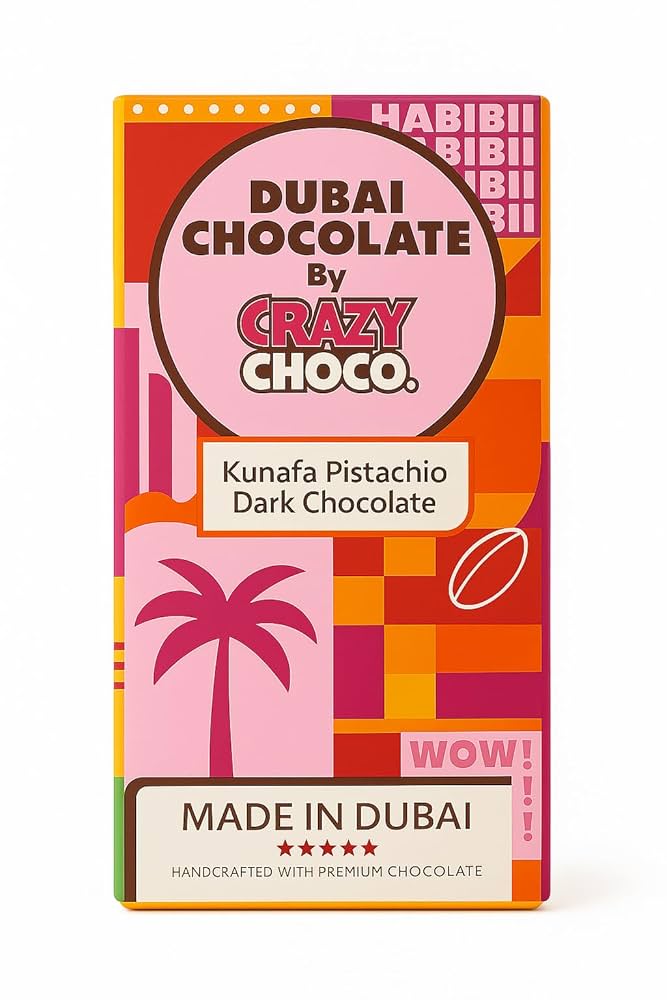DUBAI CHOCOLATE By CRAZY CHOCO 200G KUNAFA PISTACHIO DARK CHOCOLATE