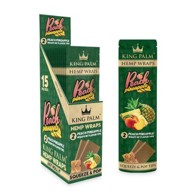 KING PALM HEMP WRAPS W/TIPS 2/PK 15PK/BOX PEACH PINEAPPLE