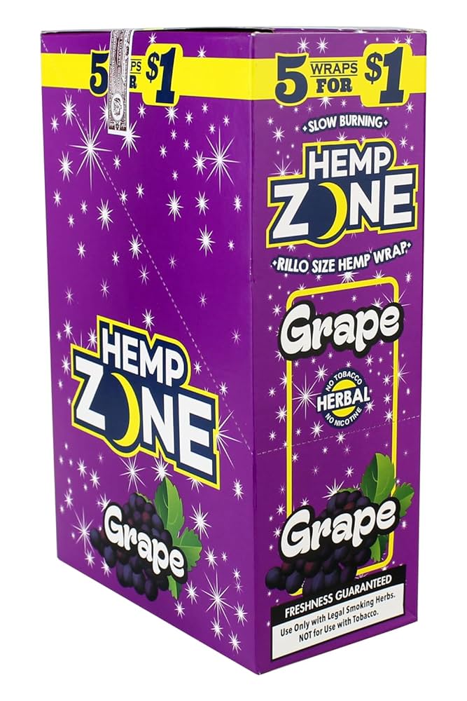 HEMP ZONE WRAP 15/5PK 75 WRAPS GRAPE