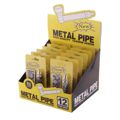 HIGH QUALITY METAL PIPE W/GRINDER & SCREEN 12CT/DISPLAY ASSORTED COLORS