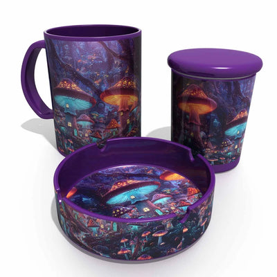 STASH TINS BUZZ MUG TRIFECTA 16oz BM15-MUSHROOM VILLAGE