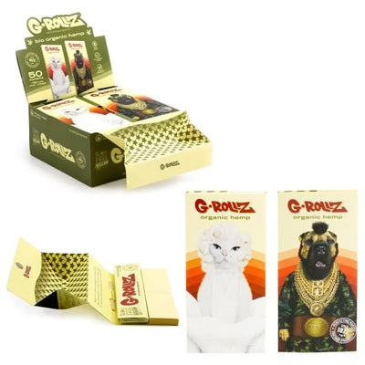 GROLLZ PAPERS ORGANIC EXTRA THIN K/S W/TIPS+TRAY 50/Pk 16Pk/Box PETS ROCK DIAMOND T PR72A-DIS