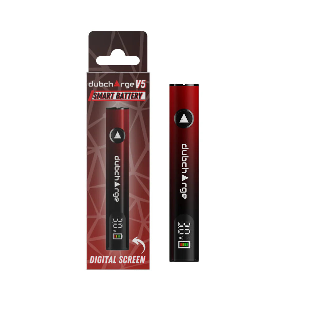 DUBCHARGE V5 SMART BATTERY W/LED SCREEN 510 THREAD RED&BLACK OMBRE