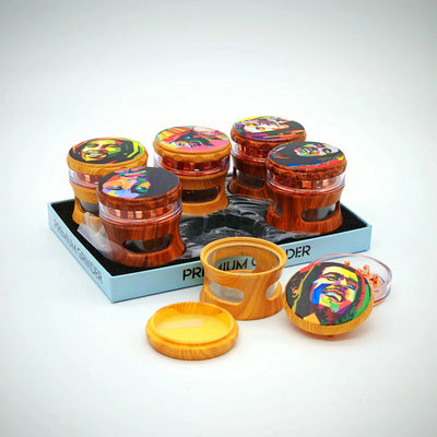 SHARPSTONE GRINDER 63MM 4PT WOOD W/WINDOW ASST DESIGNS SD-105