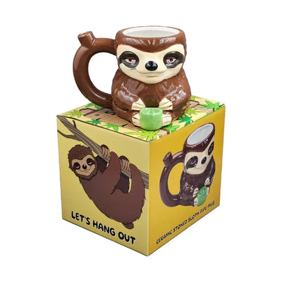 FASHIONCRAFT CERAMIC STONED SLOTH MUG PIPE