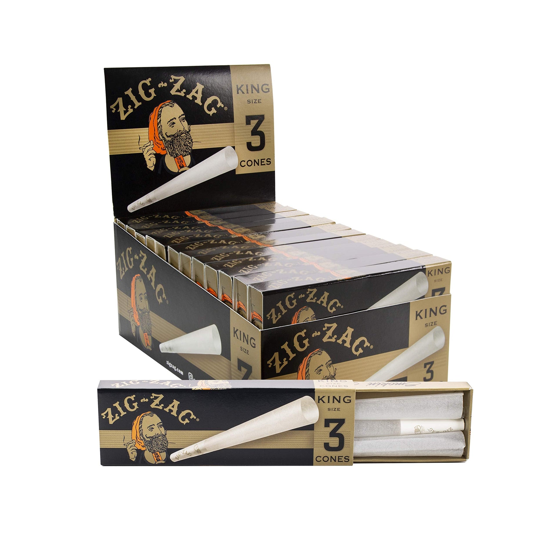 ZIG ZAG CONES KING SIZE 3/PK 24/DISPLAY