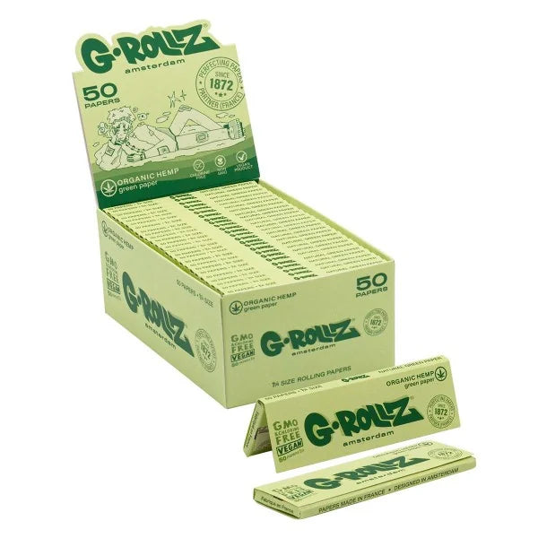 GROLLZ PAPERS ORGANIC GREEN 1 1/4 size 50/Pk 50Pk/Box GR304A-DIS