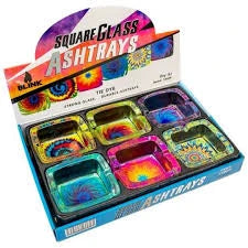 BLINK GLASS ASHTRAY SQUARE TYE DYE