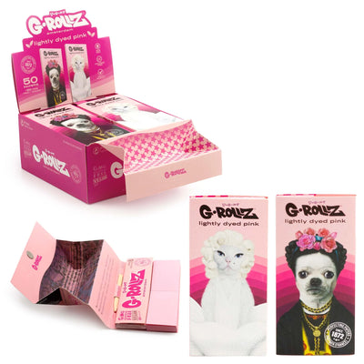 GROLLZ PAPERS LIGHTLY DYED PINK K/S W/TIPS+TRAY 50/Pk 16Pk/Box PETS ROCK MEXICAN DIAMONDS PR75A-DIS