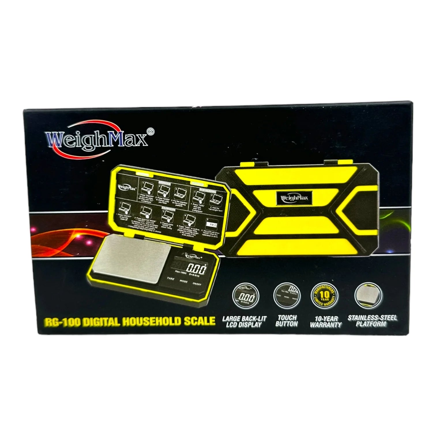 WEIGHMAX RG-100 SERIES DIGITAL HOUSEHOLD SCALE 100G X 0.01G YELLOW
