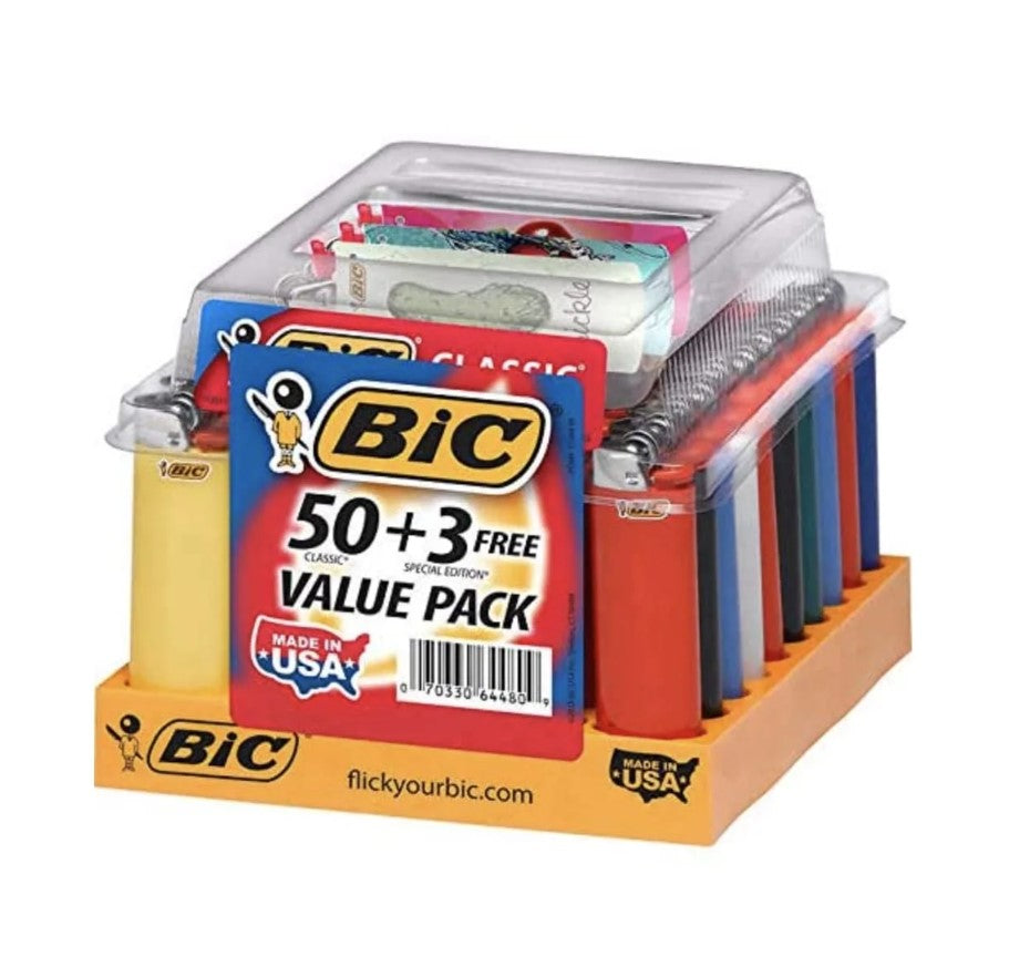 BIC LIGHTER REGULAR 50/TRAY + 3 FREE