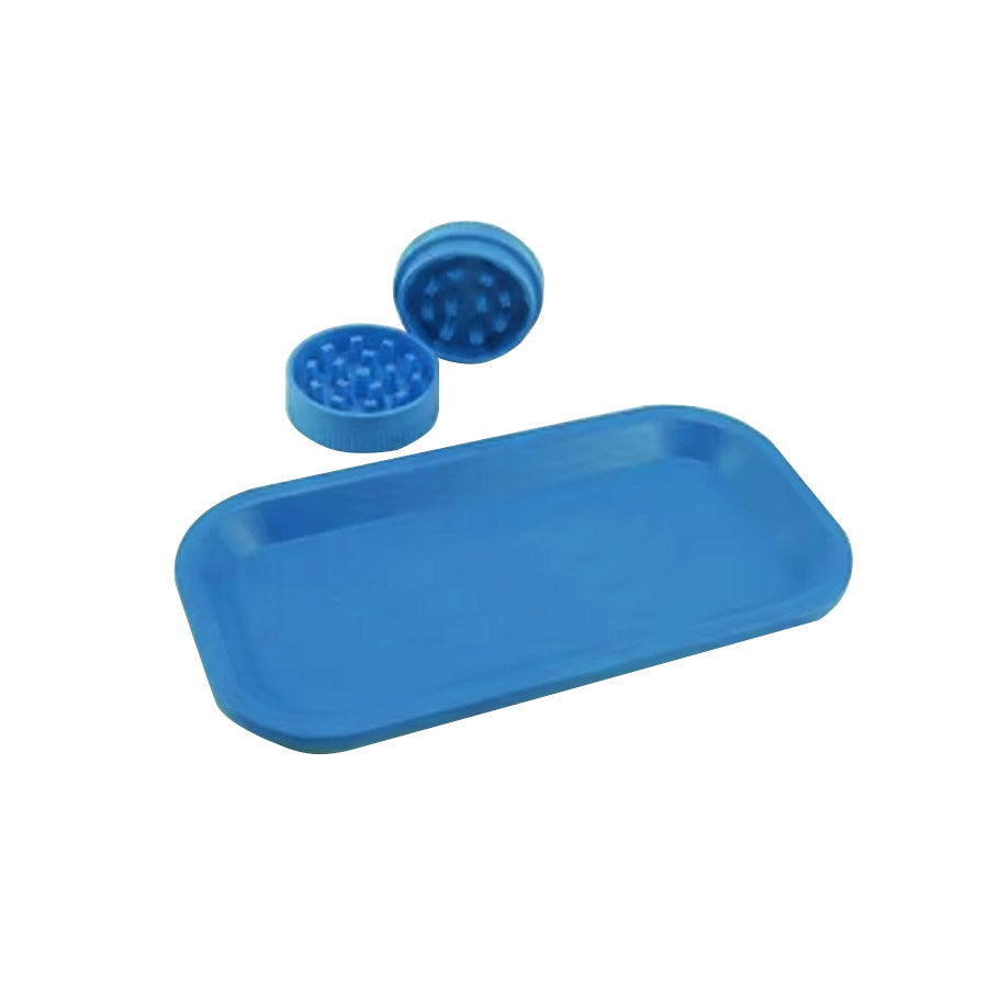 BIODEGRADABLE ROLLING TRAY GRINDER SET BLUE