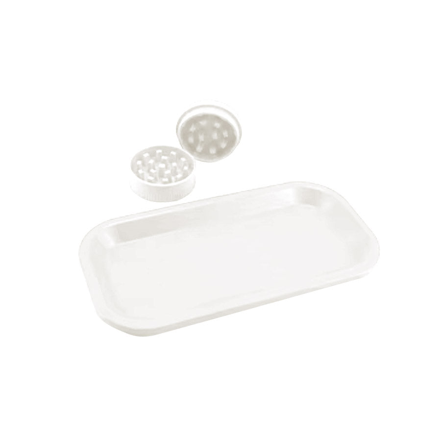 BIODEGRADABLE ROLLING TRAY GRINDER SET WHITE