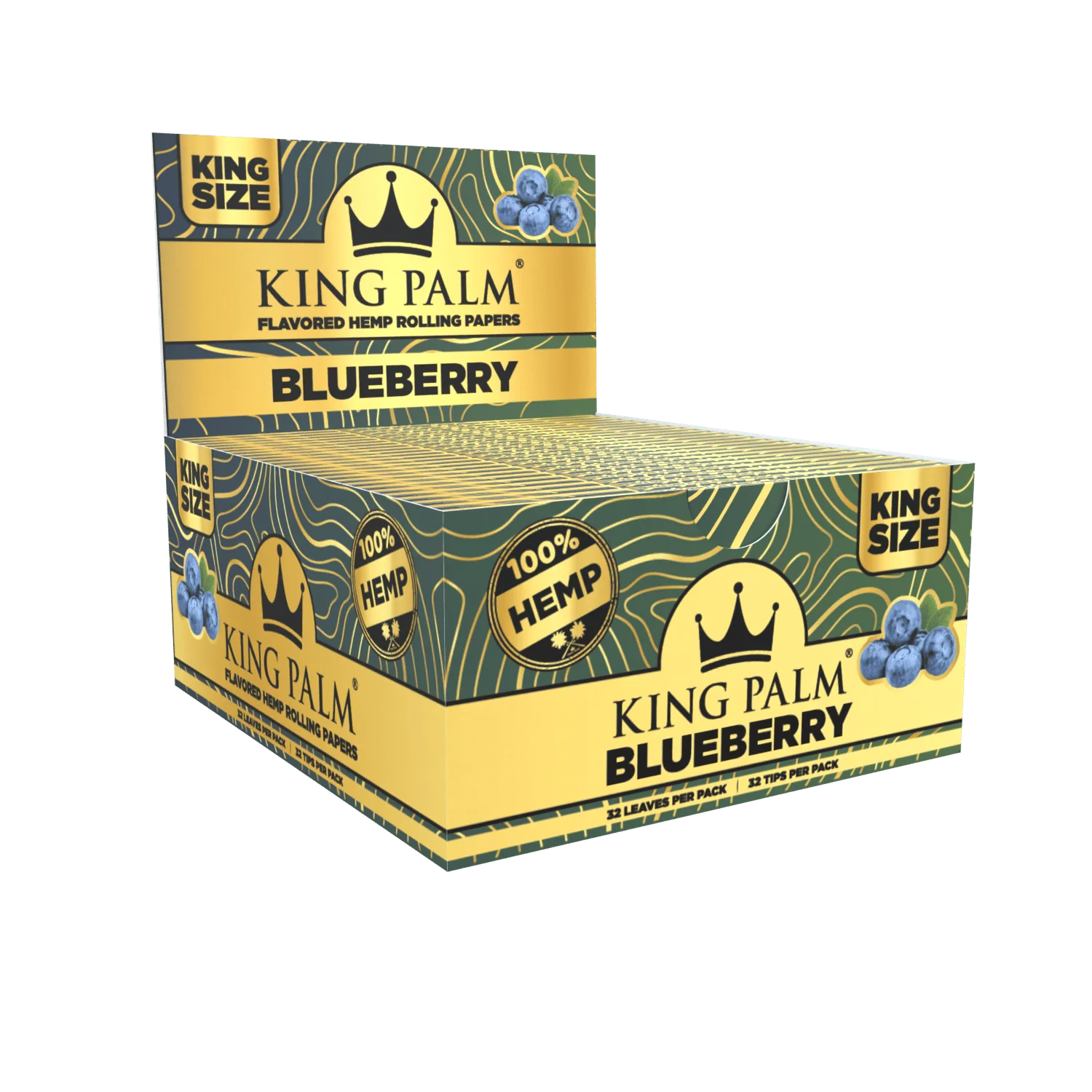 KING PALM ROLLING PAPERS & FILTER KS 22CT/PK 32/PK BLUEBERRY