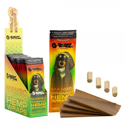 GROLLZ HEMP WRAPS ORGANIC W/FILTER 4/Pk 15Pk/BOX REGGAE MANGO
