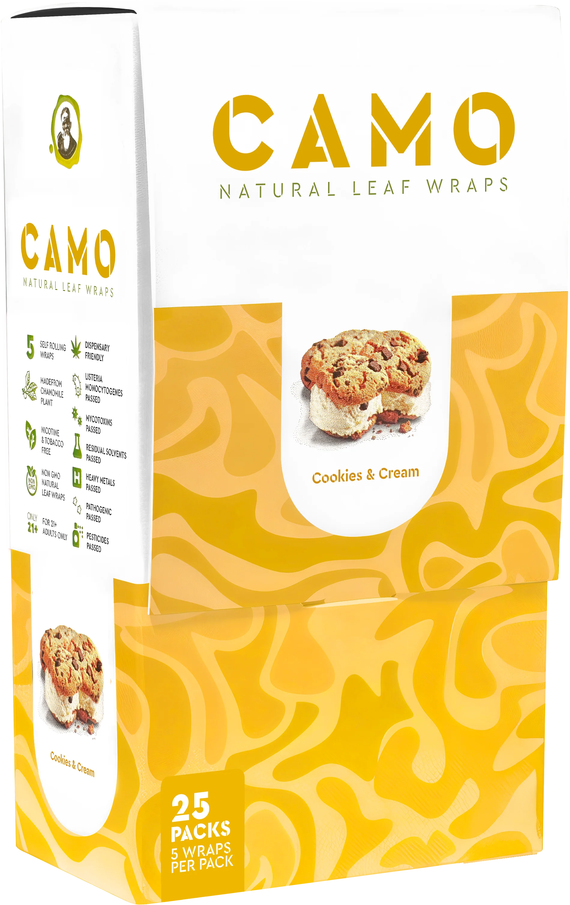 CAMO NATURAL LEAF WRAP  5ct/pk  25pk/DISPLAY  COOKIES & CREAM