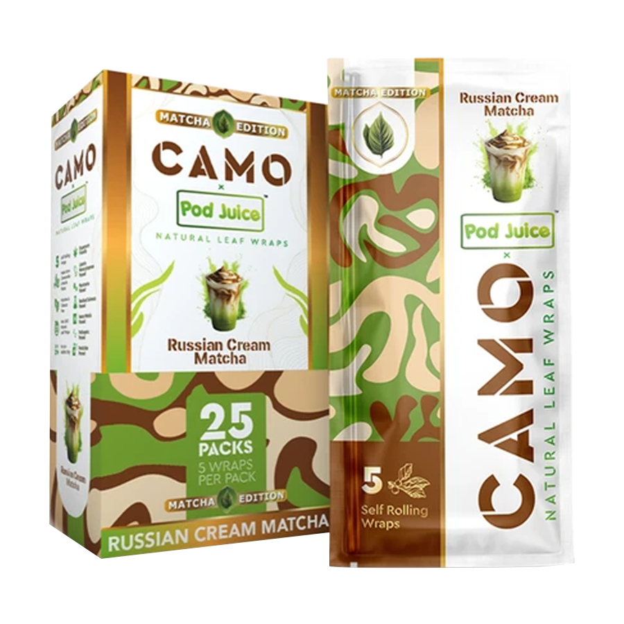 CAMO X POD JUICE WRAPS MATHCA EDITION 25PK / BOX | RUSSIAN CREAM MATCHA