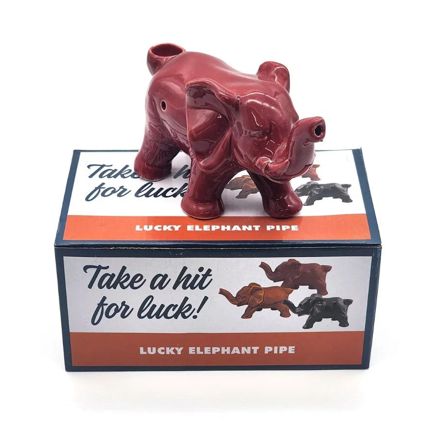 CERAMIC HANDPIPE LUCKY ELEPHANT PIPE #82436