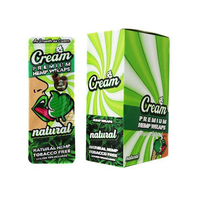 CREAM TERPENE INFUSED PREMIUM HEMP WRAPS W/TIPS 2/PK 25/PK NATURAL