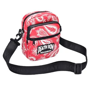 DEATH ROW THA ESSENTIALS SMELL-PROOF CROSSBODY BAG WHITE ON RED