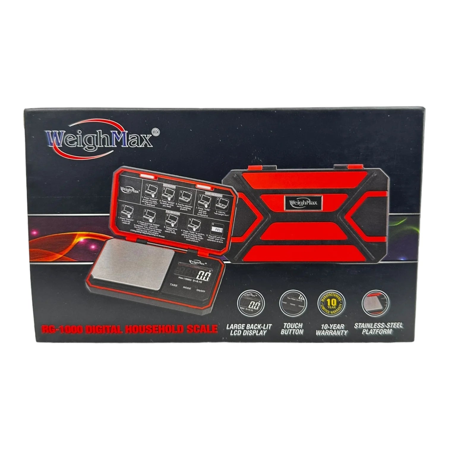 WEIGHMAX RG-1000 SERIES DIGITAL HOUSEHOLD SCALE 1000G X 0.1G RED