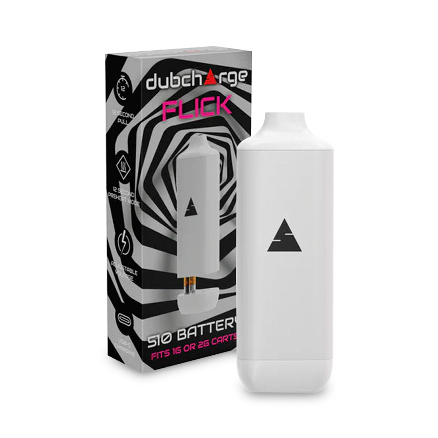 DUB CHARGE FLICK BATTERY 500mah FITS upto 2g CARTS WHITE