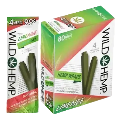 WILD HEMP WRAPS 4/PK 20PK/DISPLAY LIMEAIDE