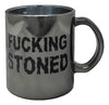 METALLIC COFFEE MUG SILVER STONED