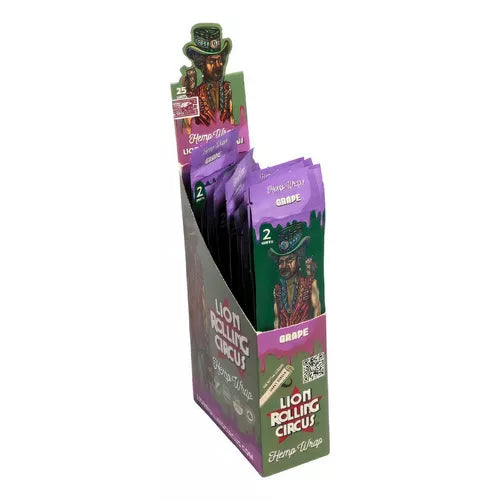 LION ROLLING CIRCUS HEMP WRAPS 25 PACKS GRAPE FLAVOR