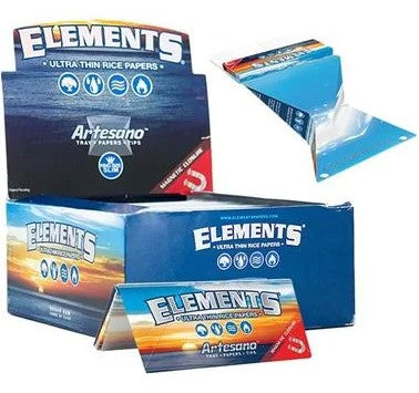 ELEMENTS ULTRA THIN RICE PAPERS ARTESANO KS SLIM 15 PACKS/BOX 33 LEAVES/PACK