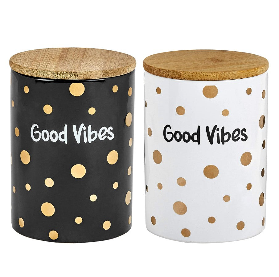 FASHIONCRAFT LUXURY CERAMIC CANISTER GOOD VIBES