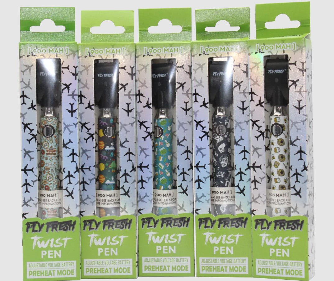 FLY FRESH RETRO TWIST PEN 900mah PER/PC ASST DESING