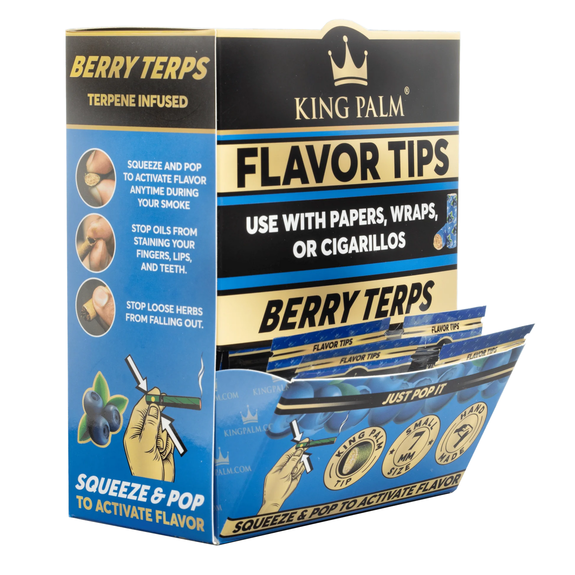 KING PALM FLAVOR TIPS 2/PK 50PK/DISPLAY BERRY TERPS