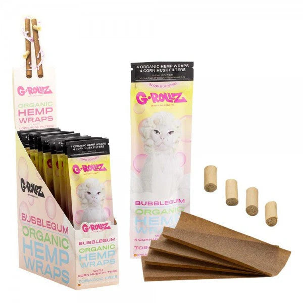 GROLLZ HEMP WRAPS ORGANIC W/FILTER 4/Pk 15Pk/BOX DIAMONDS BUBBLEGUM