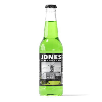 EXOTIC SODA JONES CANE SUGAR SODA 12oz. BOTTLE GREEN APPLE
