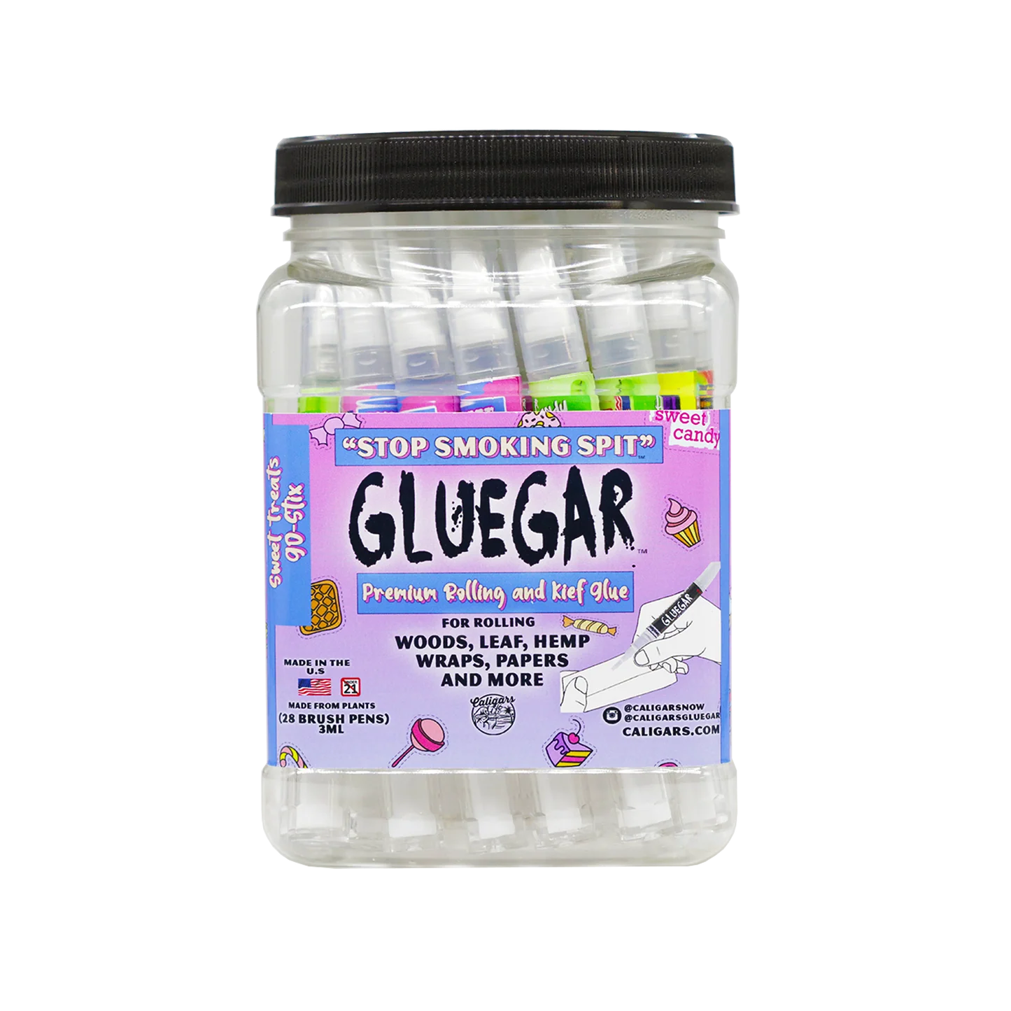 GLUEGAR FOR ROLLING 3ML BRUSH TIP PEN 28/JAR SWEET TREATS MIX