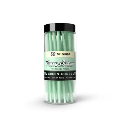 BLAZY SUSAN 1 1/4 PRE ROLLED CONES (50CT/JAR) GREEN