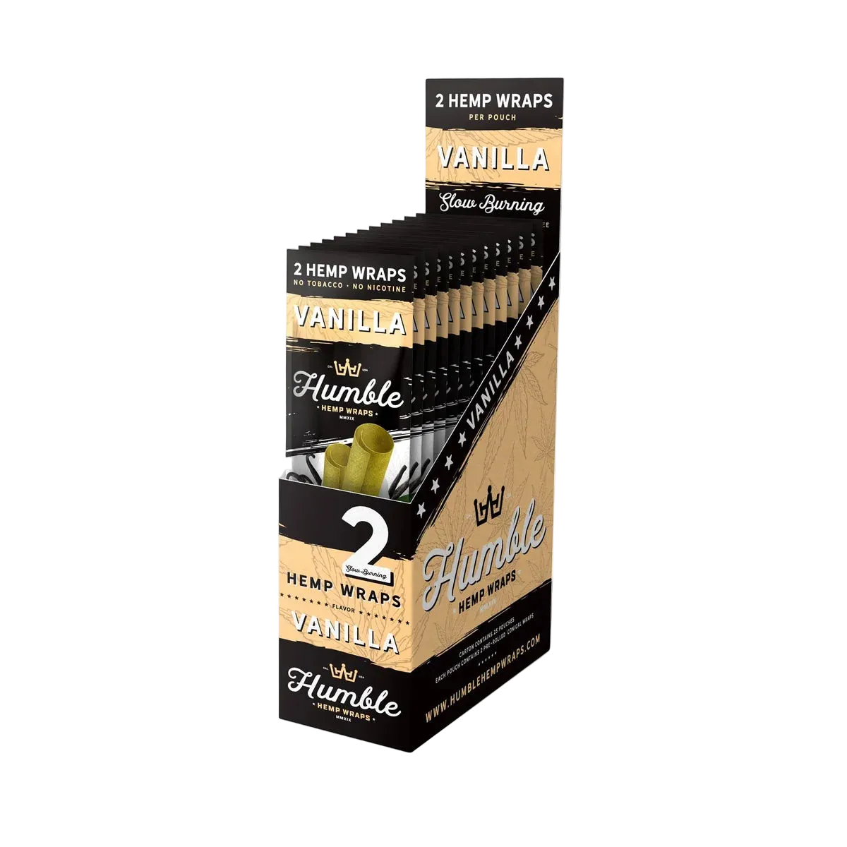 HUMBLE HEMP WRAPS 2/PK, 25PK/DISPLAY VANILLA